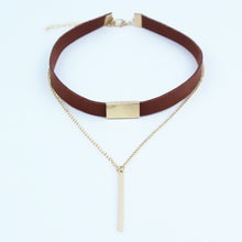 Load image into Gallery viewer, New Black Brown Velvet Choker Necklaces Jewelry square Gold Colour