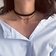 Load image into Gallery viewer, New Black Brown Velvet Choker Necklaces Jewelry square Gold Colour
