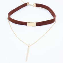 Load image into Gallery viewer, New Black Brown Velvet Choker Necklaces Jewelry square Gold Colour