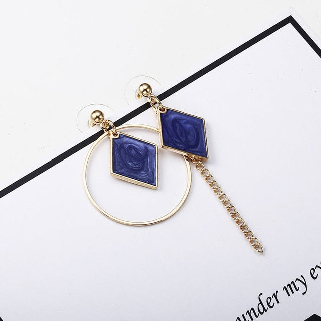 Asymmetric Square Stud Earrings