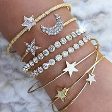 Load image into Gallery viewer, Punk Retro Charm Simple Moon Star Heart Crystal Bracelet