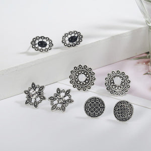 5 Pair Set White / Green Water Drop Crystal Stud Earrings bohemian dazzling for Women Cubic Zirconia Jewelry