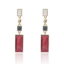 Load image into Gallery viewer, Desing black white red color Square drop earring Geometric Fashion Wedding Jewely