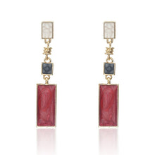Load image into Gallery viewer, Desing black white red color Square drop earring Geometric Fashion Wedding Jewely