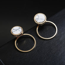 Load image into Gallery viewer, Geometric triangle Round White Marble Earrings