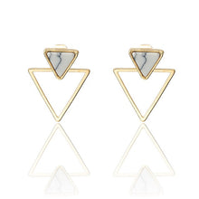 Load image into Gallery viewer, Geometric triangle Round White Marble Earrings