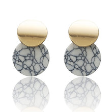Load image into Gallery viewer, Geometric triangle Round White Marble Earrings