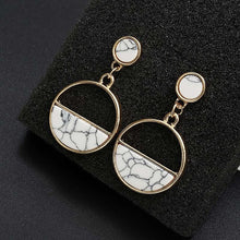 Load image into Gallery viewer, Geometric triangle Round White Marble Earrings