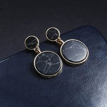 Load image into Gallery viewer, Geometric triangle Round White Marble Earrings