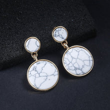 Load image into Gallery viewer, Geometric triangle Round White Marble Earrings