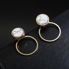 Load image into Gallery viewer, Geometric triangle Round White Marble Earrings