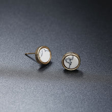 Load image into Gallery viewer, Geometric triangle Round White Marble Earrings