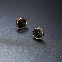 Load image into Gallery viewer, Geometric triangle Round White Marble Earrings