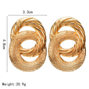 Vintage Exaggeration gold twisted Stud earrings for women